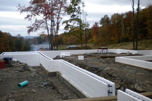 Foundation of new home in central vermont during new home build project by allied builders