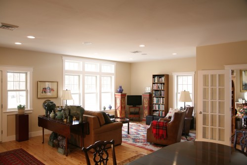 bright furnished living area with green efficient windows in central vermont build project by allied contractors