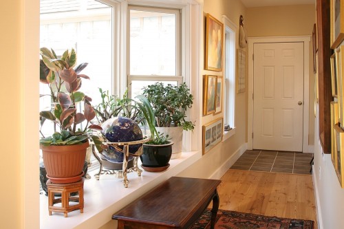 Hallway with plants and track lighting and green efficient windows by central vermont home builders allied contractors